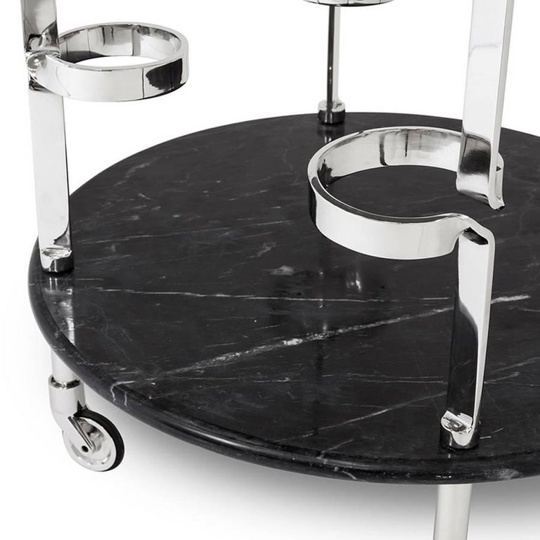 Aronda Trolley with Black Marbles Tops For Sale at 1stDibs