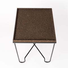 Black Lacquered Steel & Burnt Cork Side Table by Facto Atelier Paris