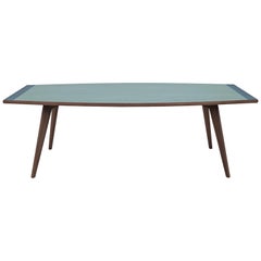 Aroon Luxury Table Wallnut Structure, Fabric Effect Top and Inlay on Two Sides