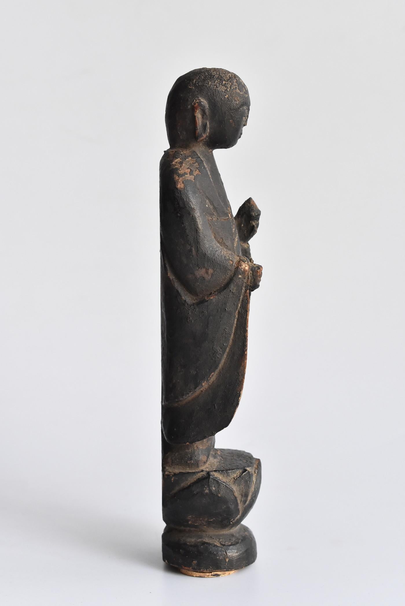 Japanese Japane Wood Carving Jizo Bodhisattva Statue /Buddha Statue, circa 1400s-1600s