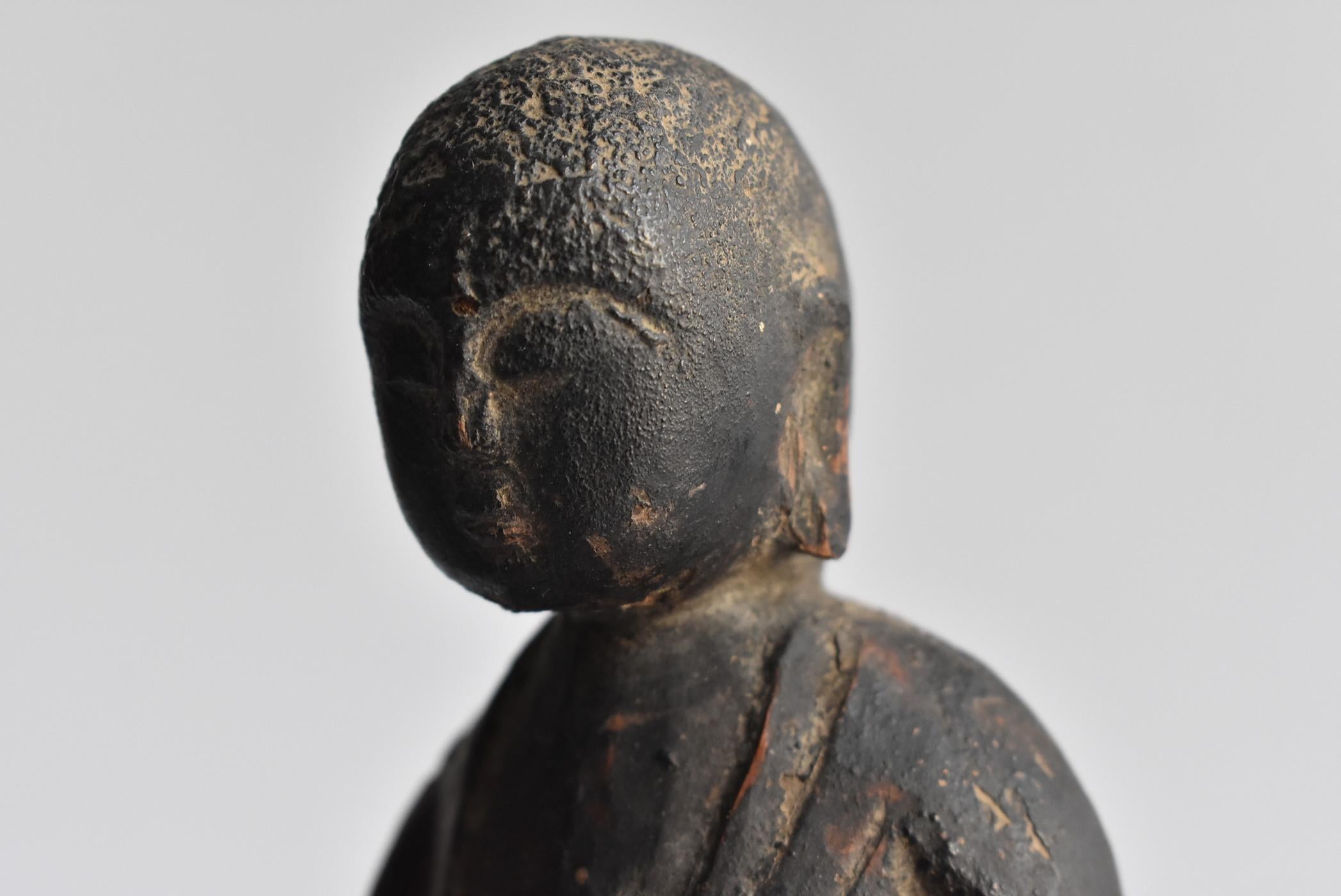 18th Century and Earlier Japane Wood Carving Jizo Bodhisattva Statue /Buddha Statue, circa 1400s-1600s