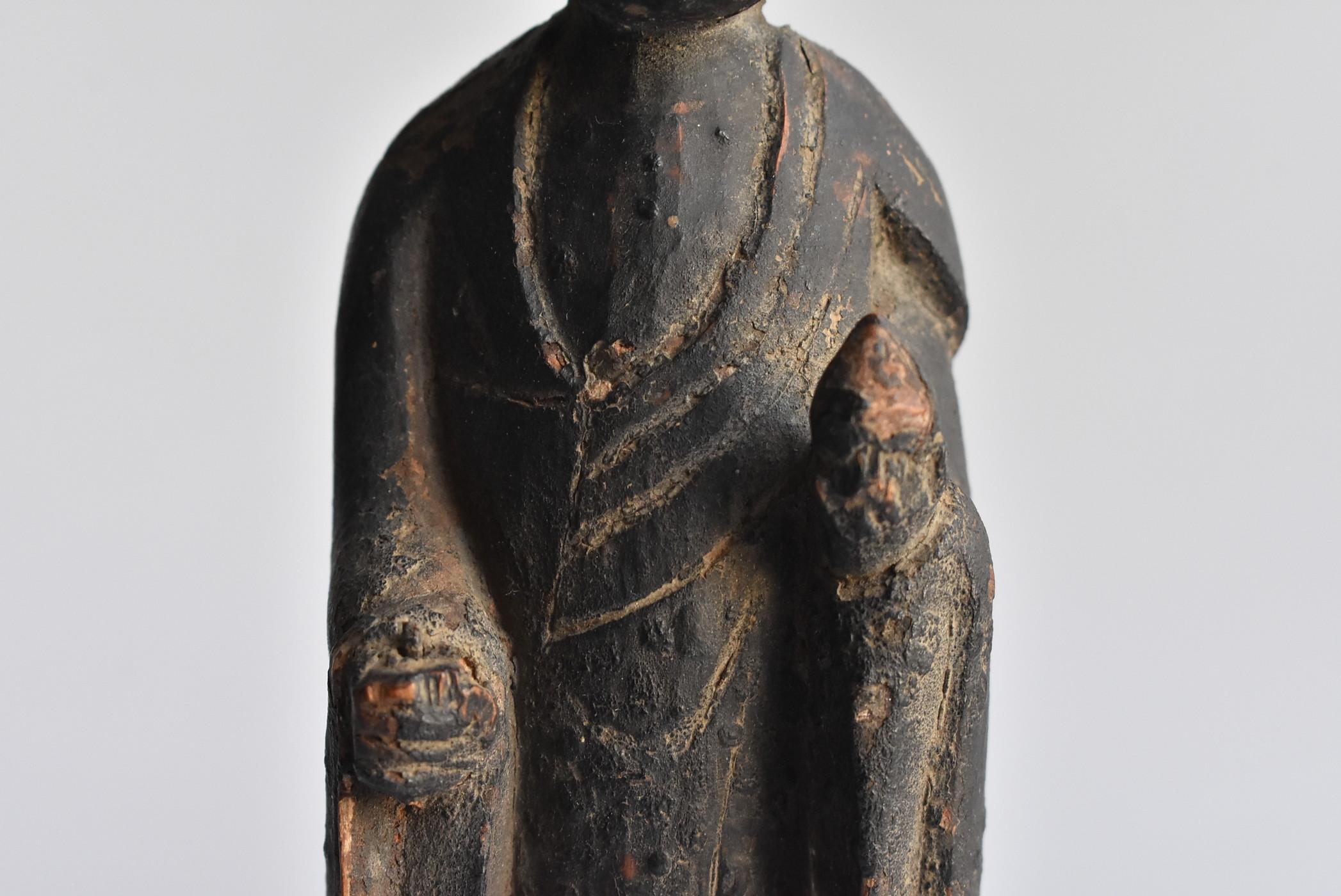 Japane Wood Carving Jizo Bodhisattva Statue /Buddha Statue, circa 1400s-1600s 1