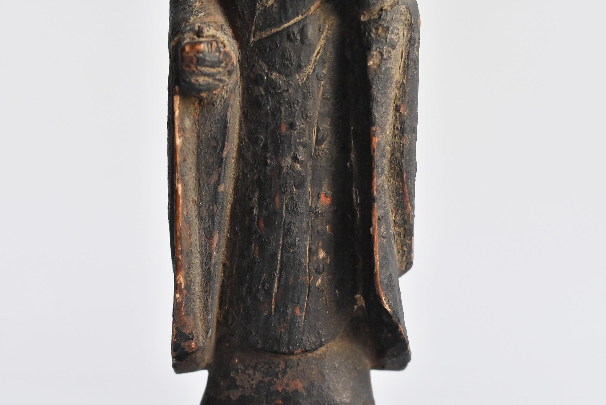 Japane Wood Carving Jizo Bodhisattva Statue /Buddha Statue, circa 1400s-1600s 2