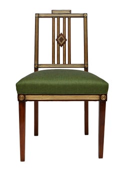 Set of Four Antique Mahogany Dining Chairs with Brass Wire, 1810