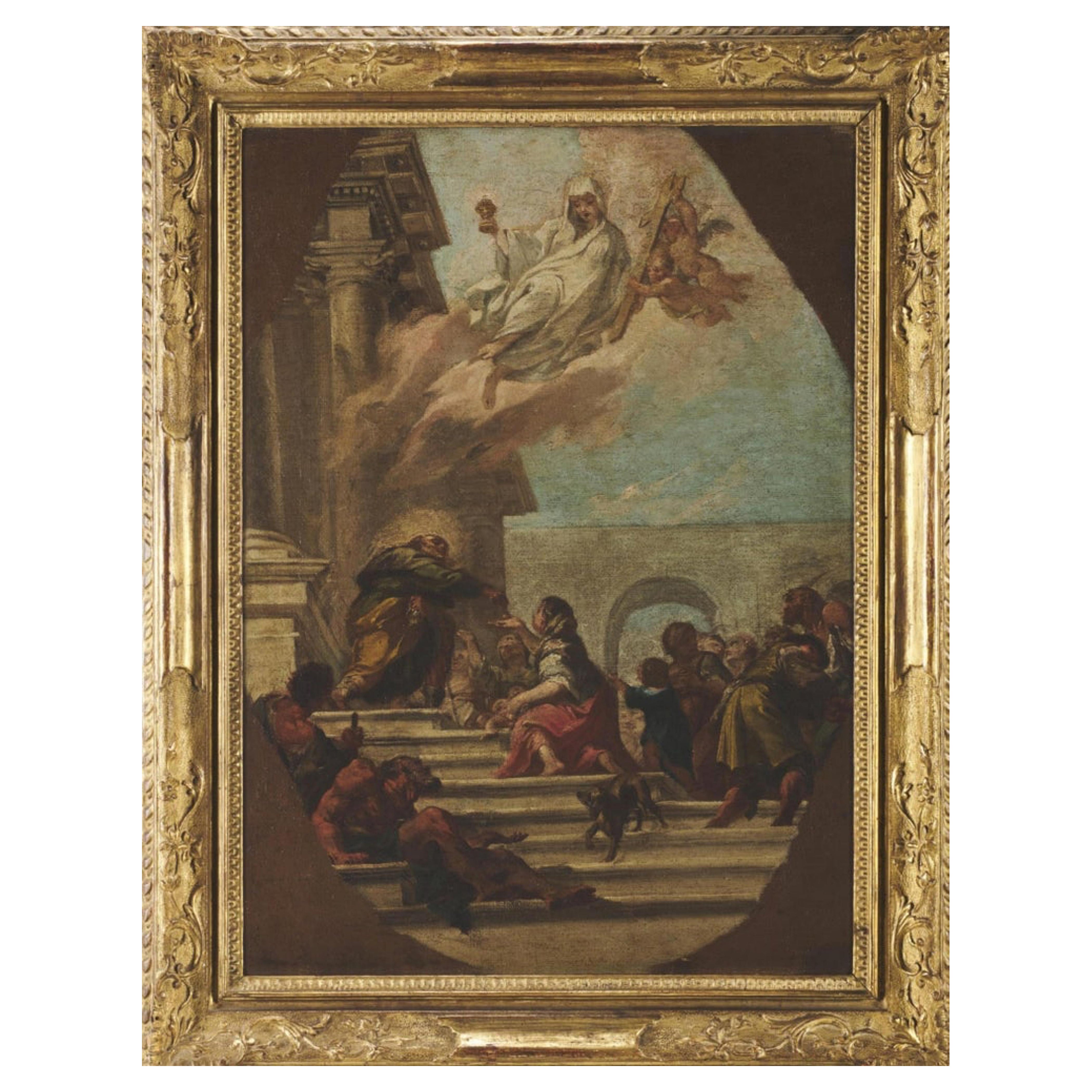 Um Giambattista Pittone herum  "Almosen eines Heiligen" 18. Jahrhundert