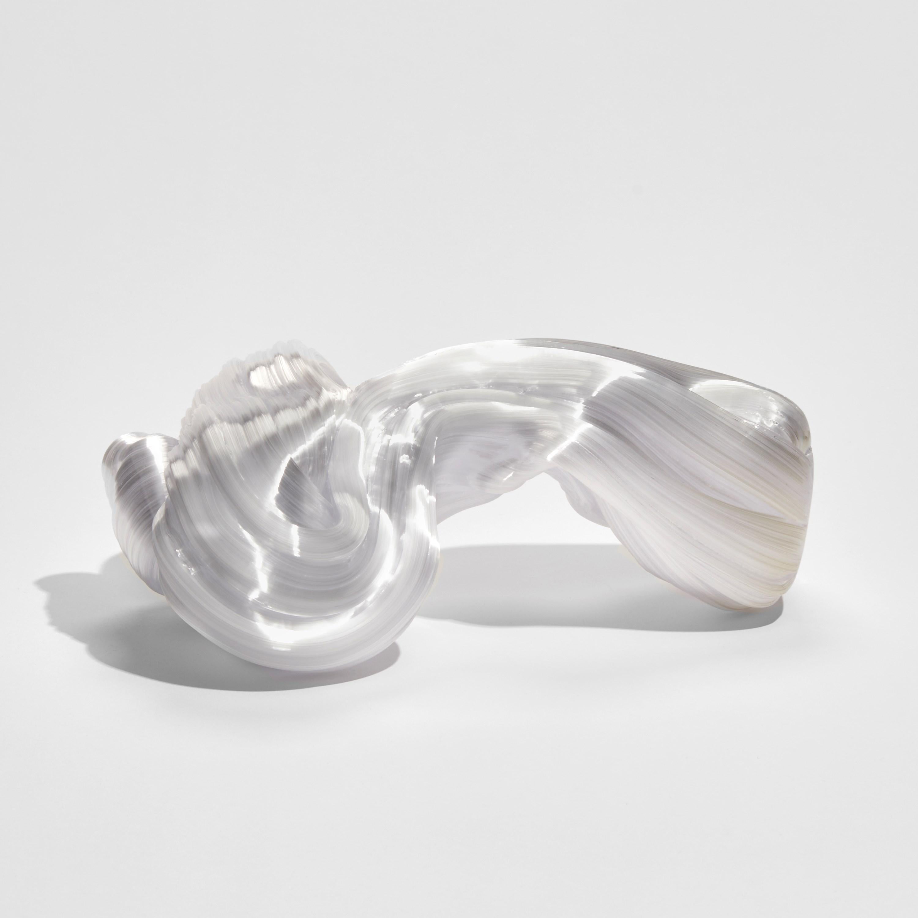 Organic Modern  Around in White, a Unique Abstract Glass Sculpture by Maria Bang Espersen