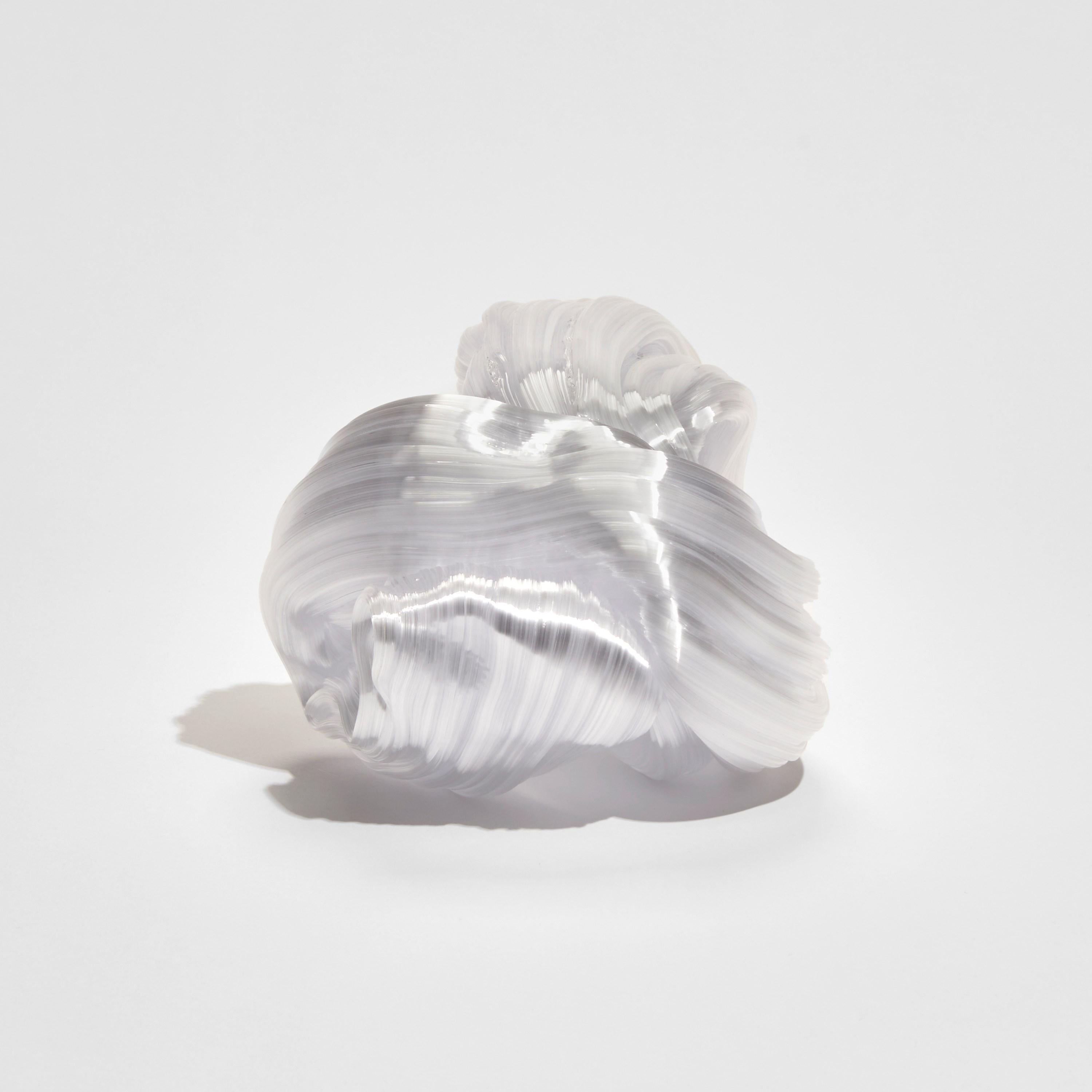 Danish  Around in White, a Unique Abstract Glass Sculpture by Maria Bang Espersen