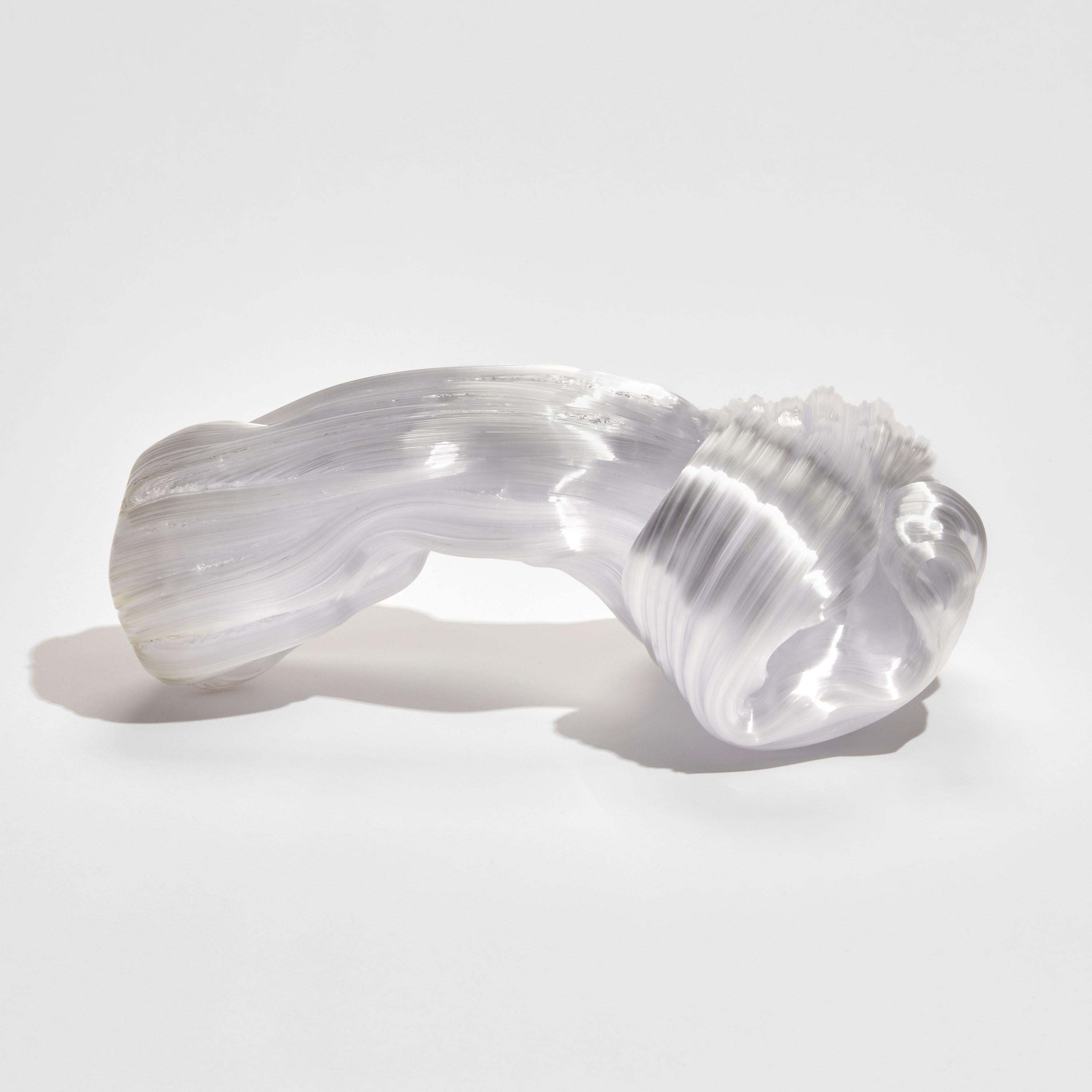 Hand-Crafted  Around in White, a Unique Abstract Glass Sculpture by Maria Bang Espersen