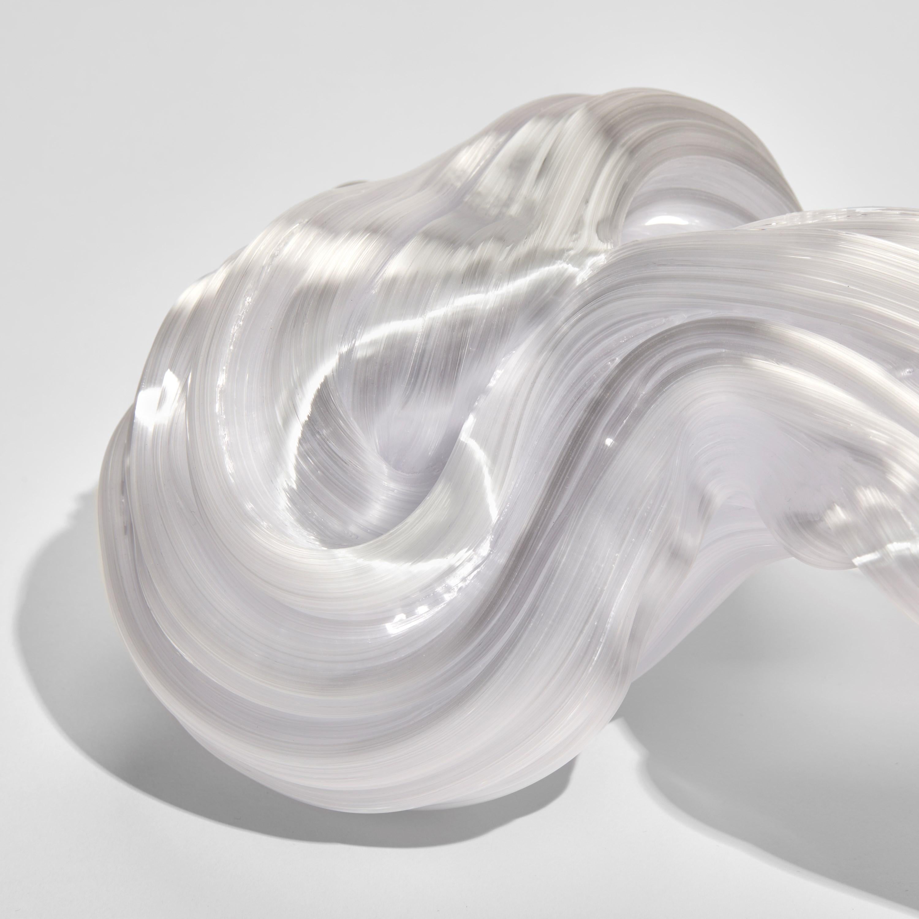 Contemporary  Around in White, a Unique Abstract Glass Sculpture by Maria Bang Espersen