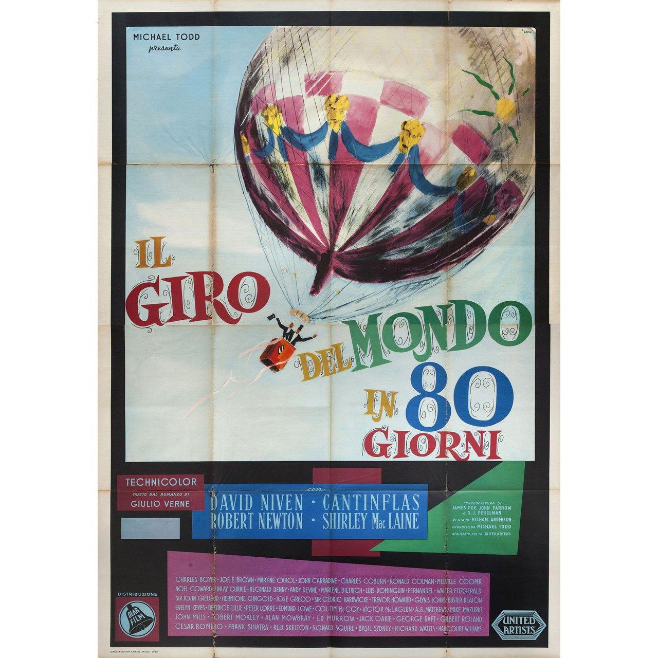 Mid-20th Century Around the World in Eighty Days 1959 Italian Quattro Fogli Film Poster
