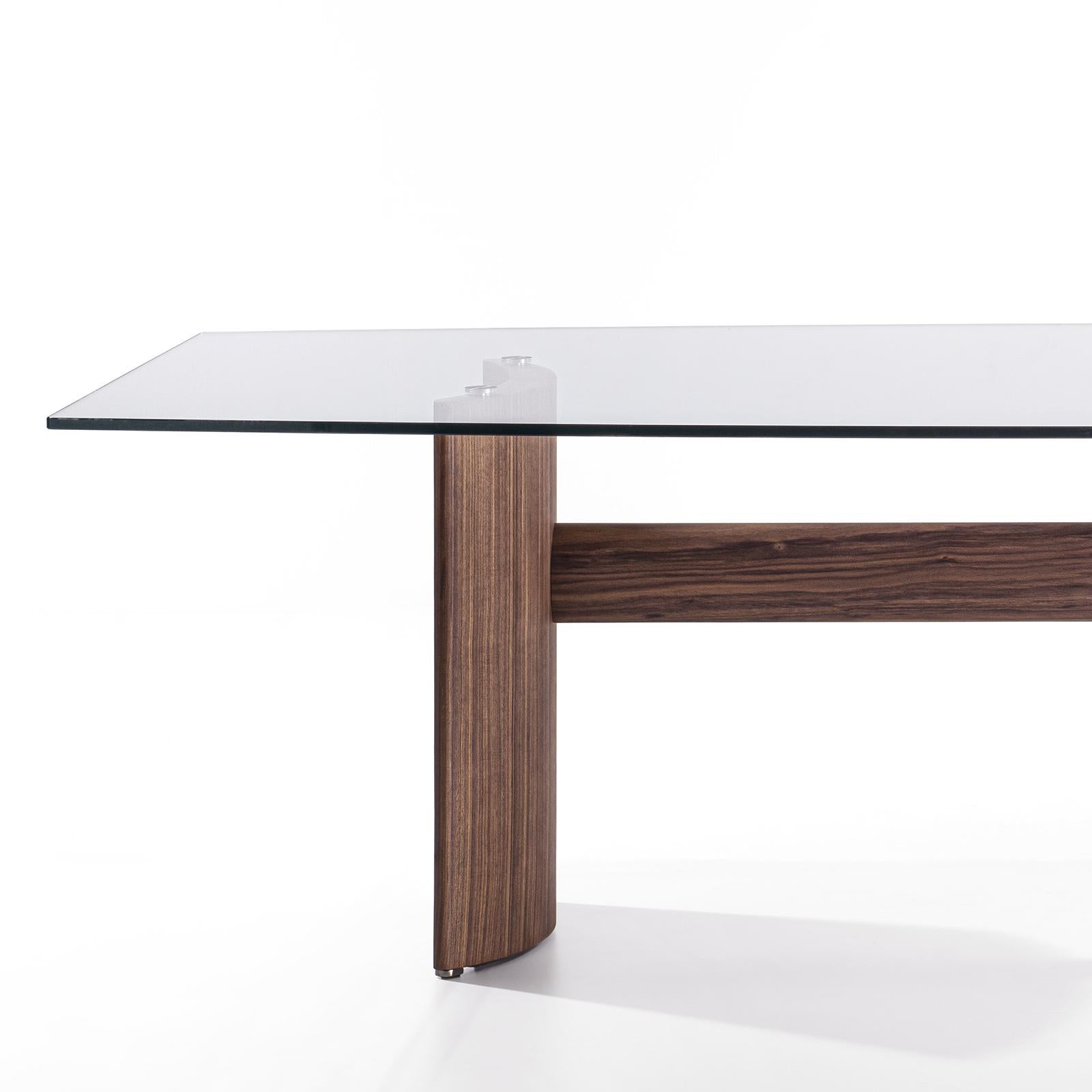 Metal Around Walnut Dining Table For Sale