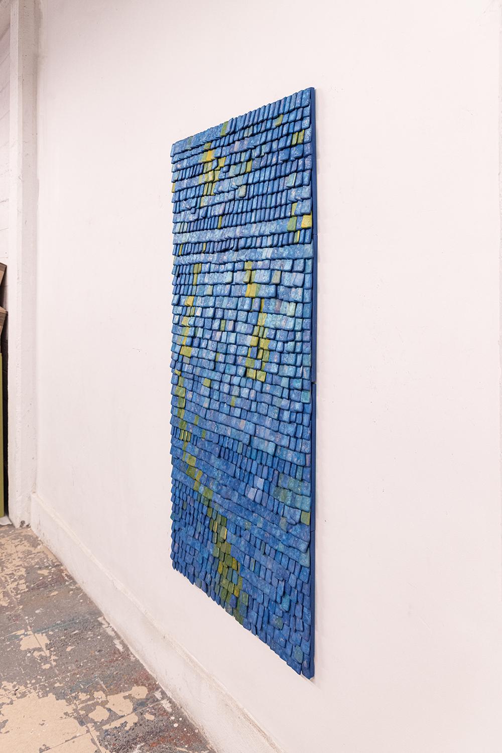 Preciosa obra de arte azul y verde, apacible y elegante - Mixed Media Art Contemporáneo de Arozarena De La Fuente