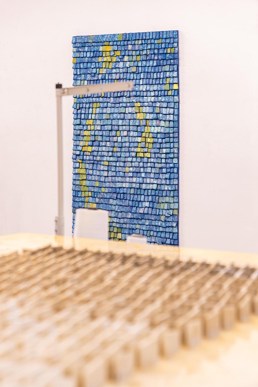 Preciosa obra de arte azul y verde, apacible y elegante en venta 4