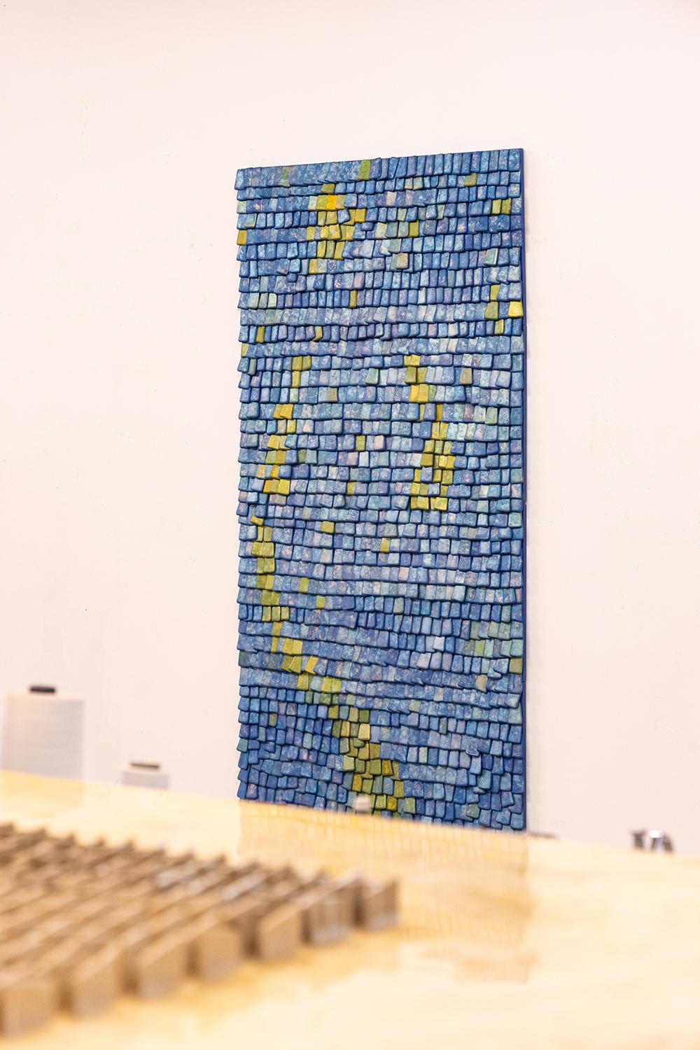 Preciosa obra de arte azul y verde, apacible y elegante en venta 6