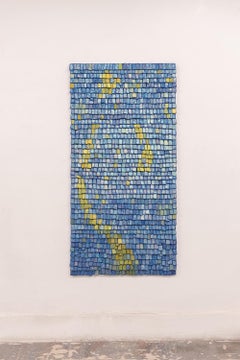 Magnifique œuvre d'art paisible et élégante bleue et verte