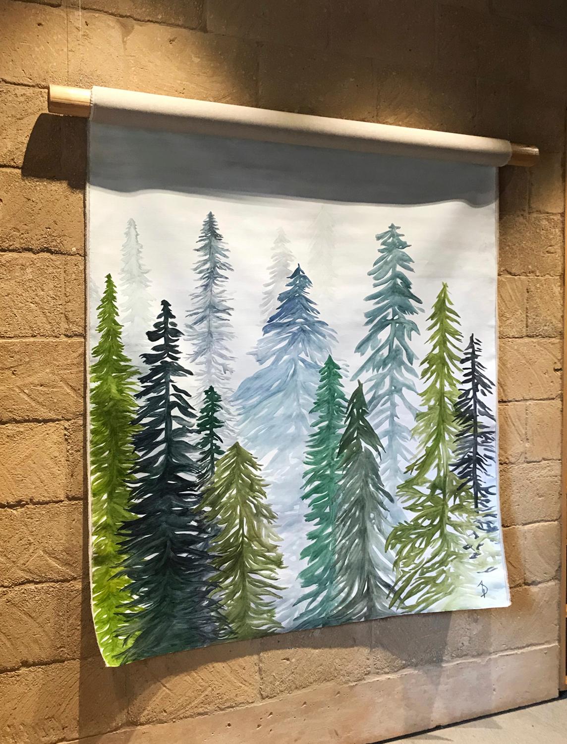 Beautiful Forest on Hanging Canvass - Painting by Arozarena De La Fuente