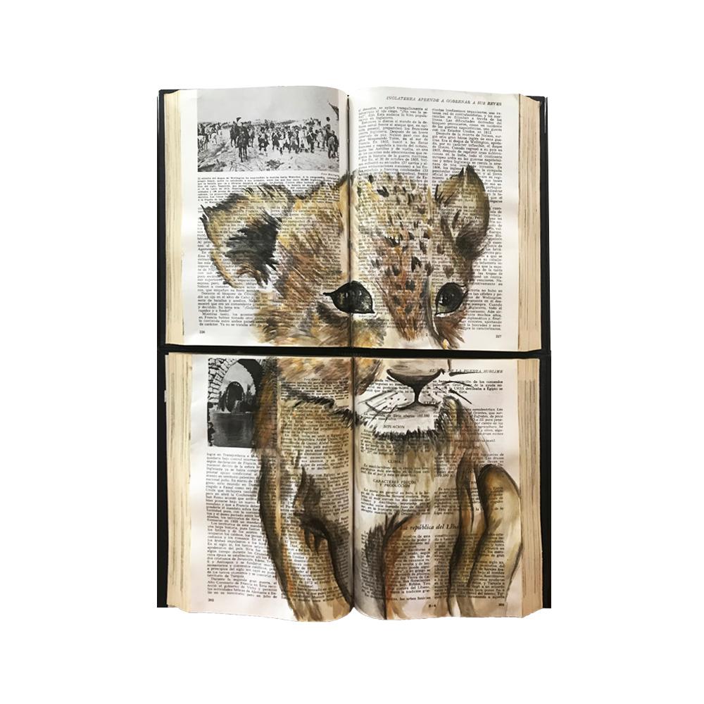 This beautiful water color painting on books is ideal for children´s bedrooms and playrooms. It´s colors combine perfectly with spaces for they are overall neutral.  The book canvass transmit 3d feeling, making them seem as if their fantasy stories