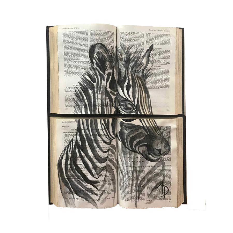 Beautiful Water Color Baby Animal Painting on Book Canvass For Sale 3
