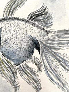 Blue Deailed Fish Painting. One out of 24 Ocean Type Watercolors