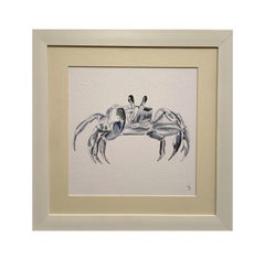 Blue Night Crab. Beautiful and Elegant Ocean Watercolor Art Work 