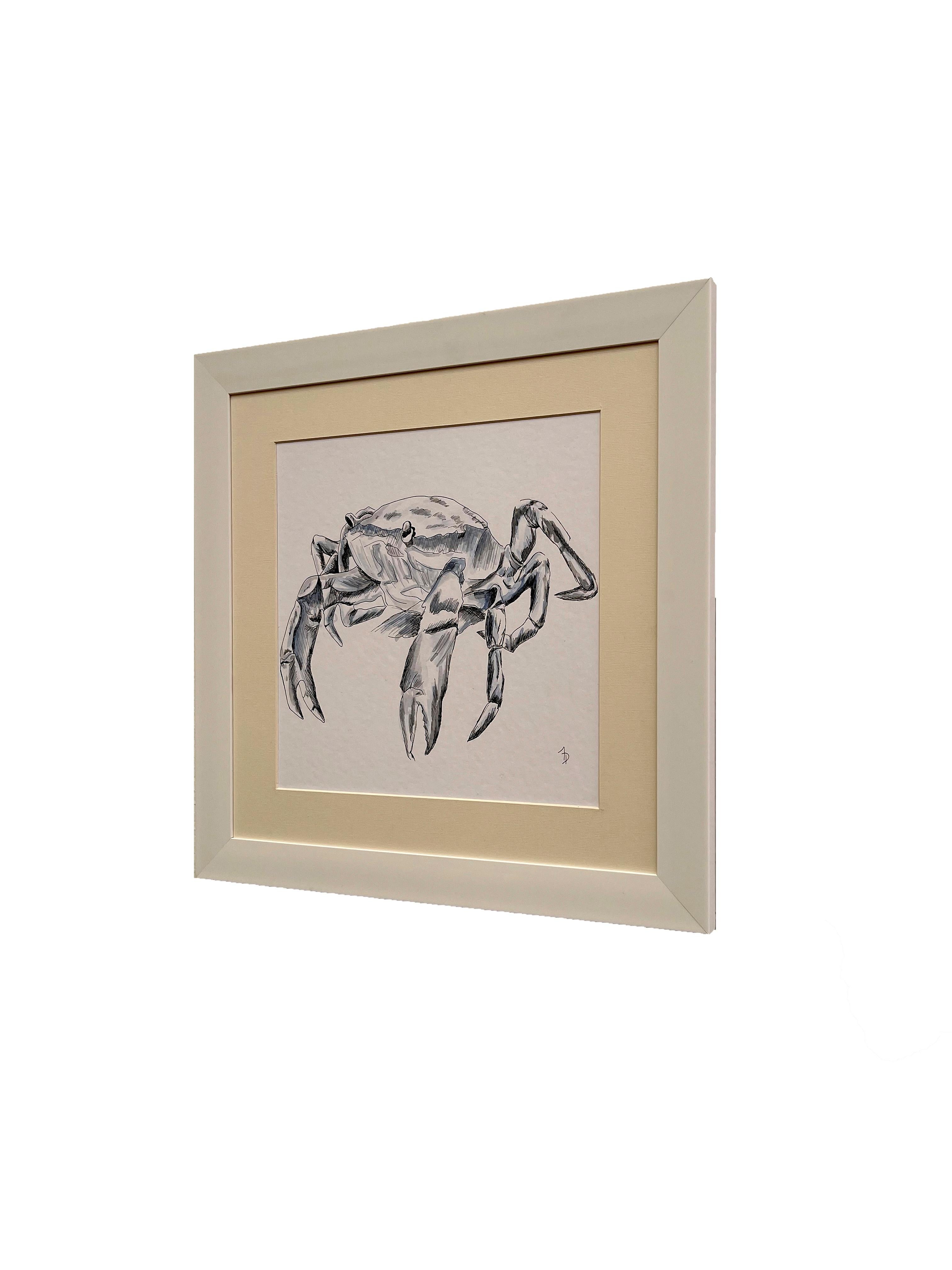Crabwise. Magnifique peinture d'animaux à l'aquarelle - Océan - Painting de Arozarena De La Fuente