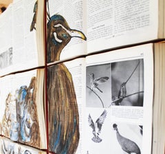 Extinct Colors. Peacock. Animal Painting on a unique book canvass.
