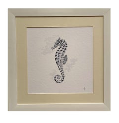 Hippocampus. Outstanding Water Color Sea Horse Painting