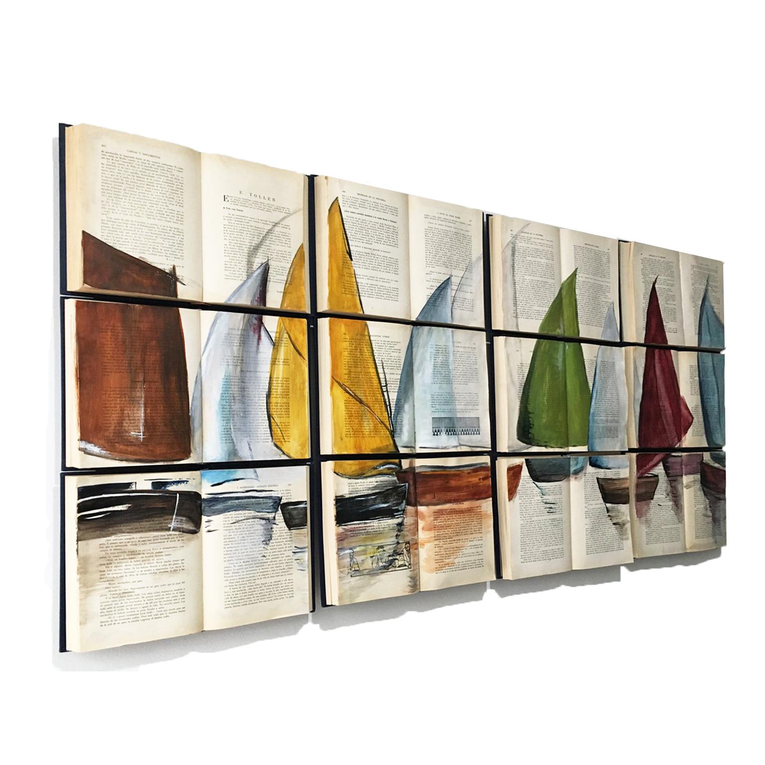 Paper Sails - Contemporary Painting by Arozarena De La Fuente