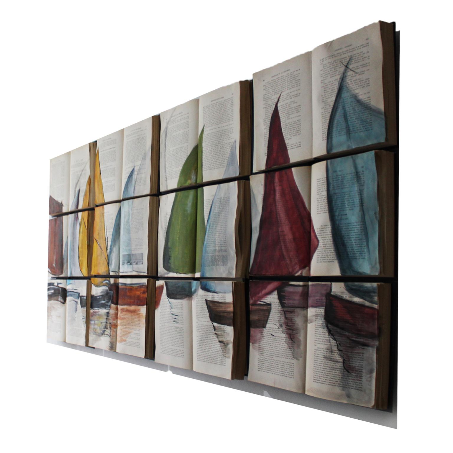 Paper Sails - Brown Landscape Painting by Arozarena De La Fuente