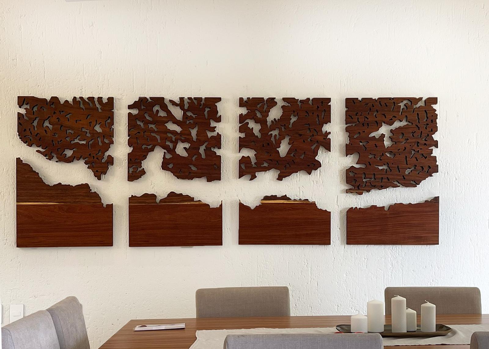 Schöner Tectonic-Encounter aus hölzernem Holz – Sculpture von Arozarena De La Fuente