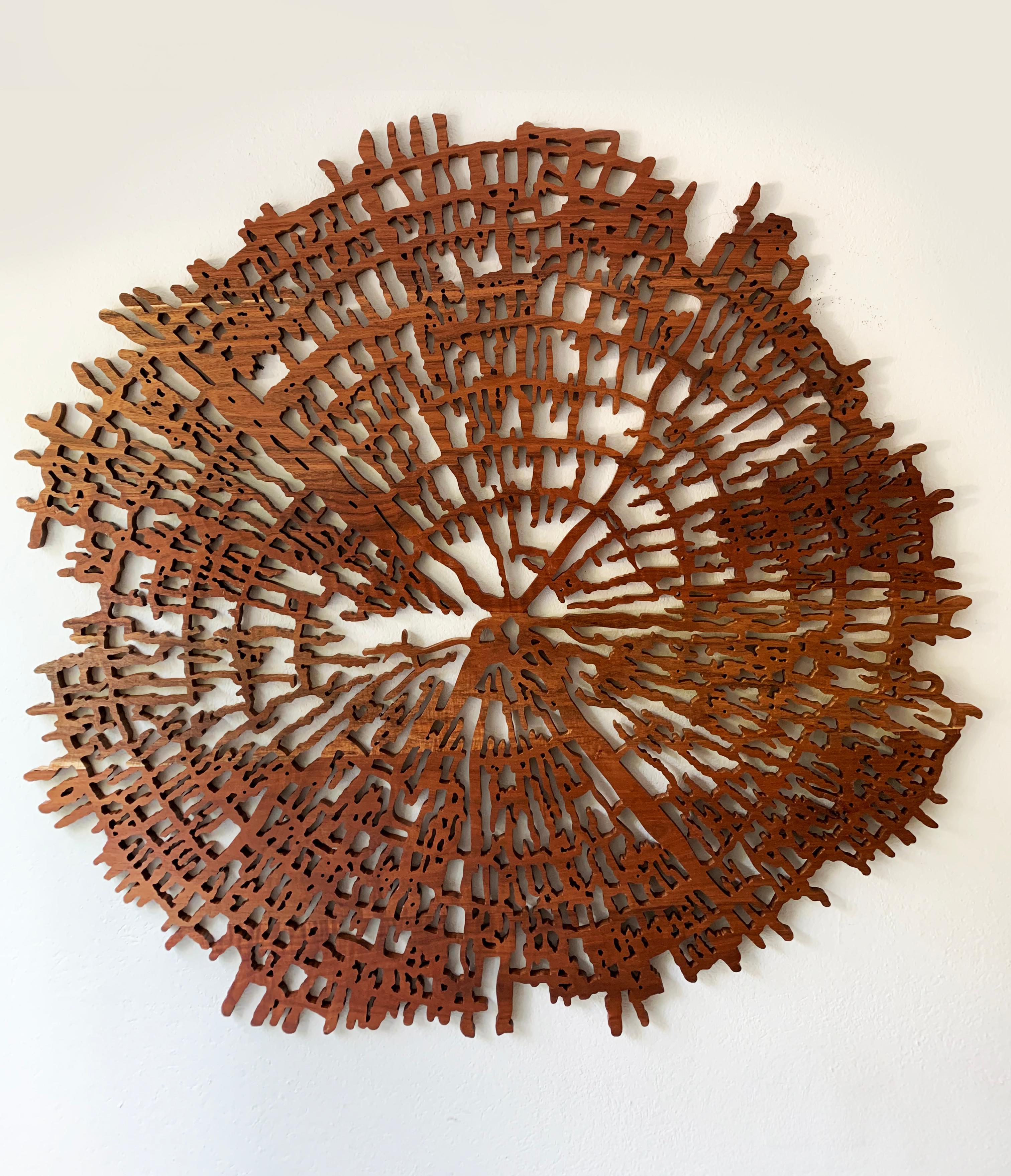 Dendrochronology of Trees in an Abstract Wooden Solid Piece - Sculpture by Arozarena De La Fuente