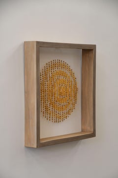 SEVEN SUNS. Golden Hanging and Framed Wall Art Sculpture