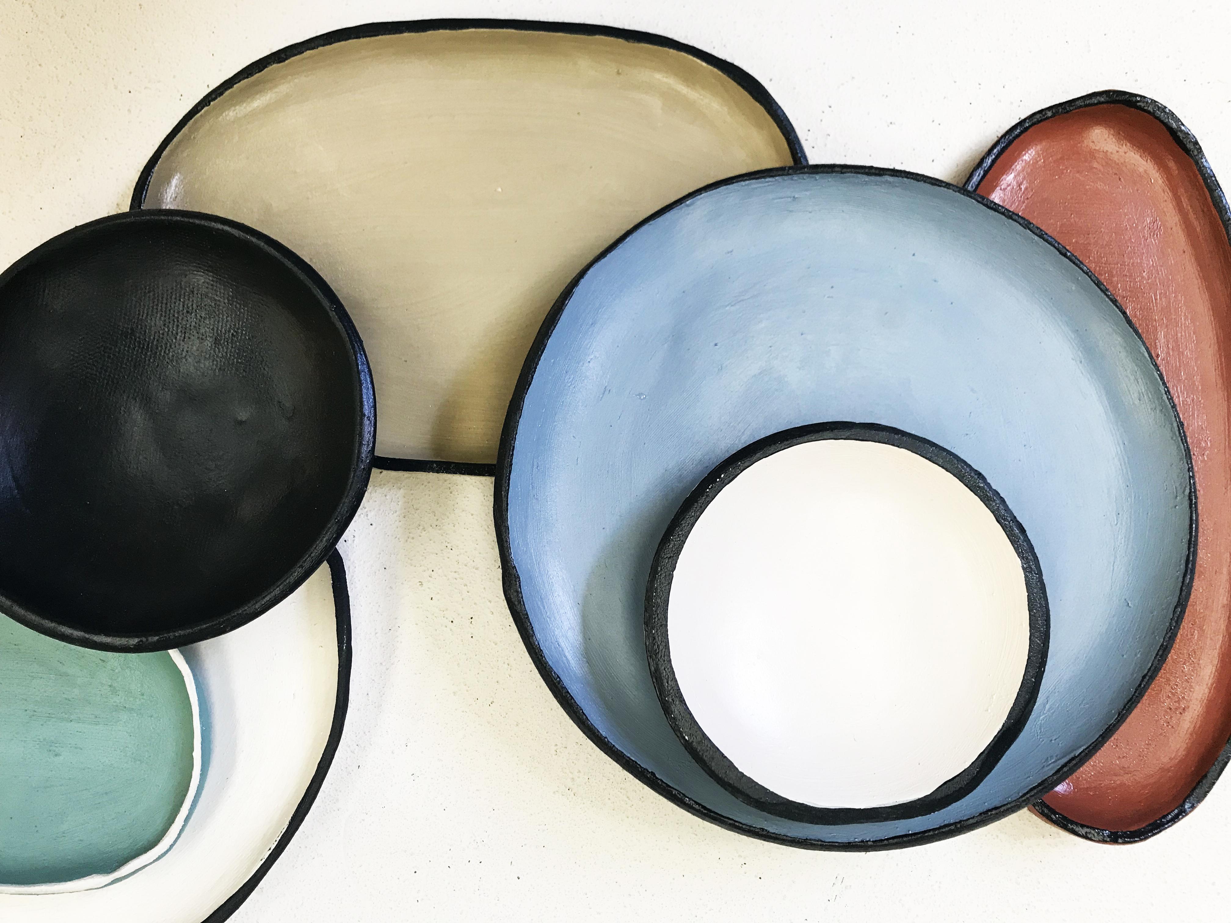 Keramik-Wandkunst-Komposition für Farbliebhaber im Angebot 3