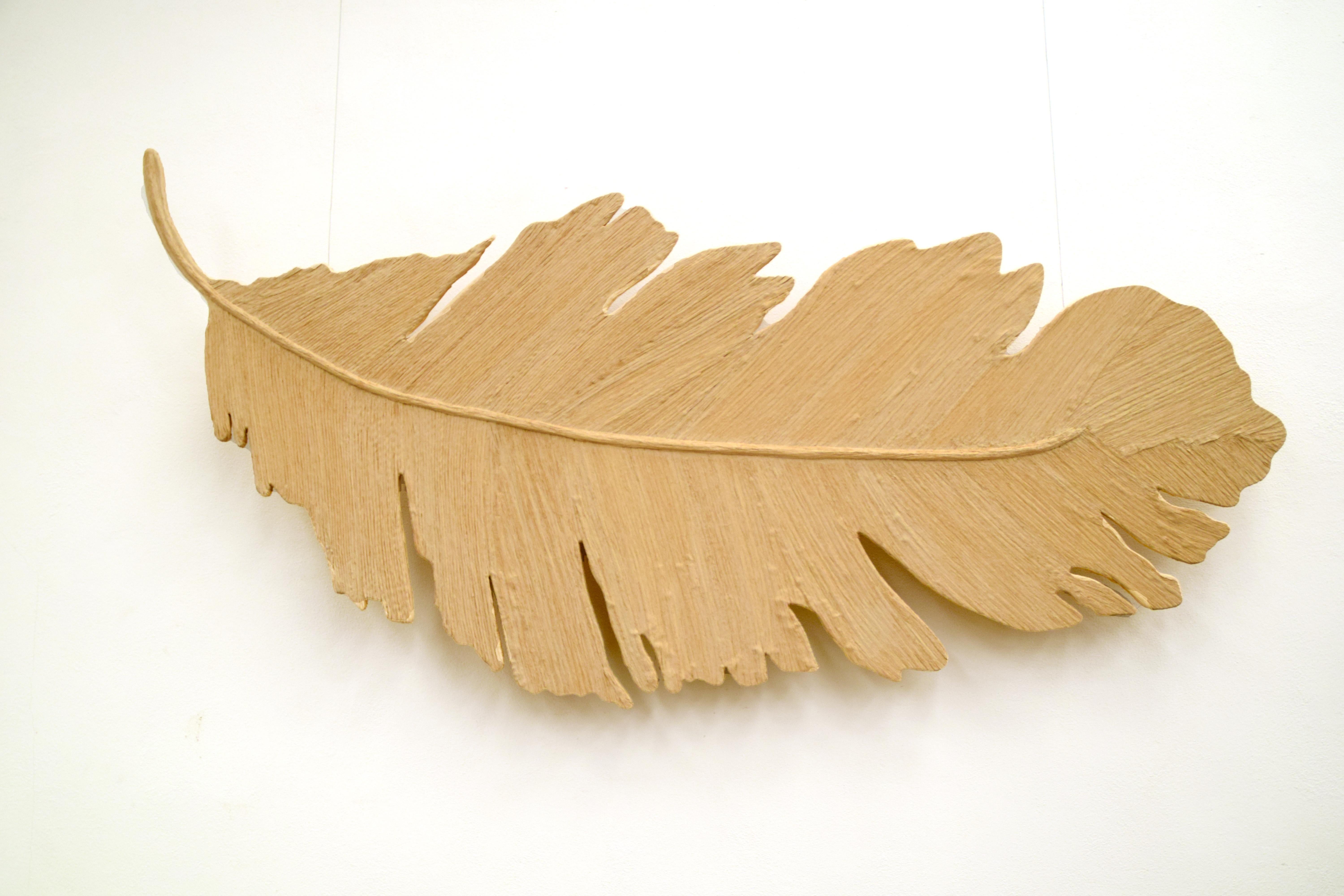 Arozarena De La Fuente Abstract Sculpture - Floating elegant hand made feather wall art ideal for modern spaces