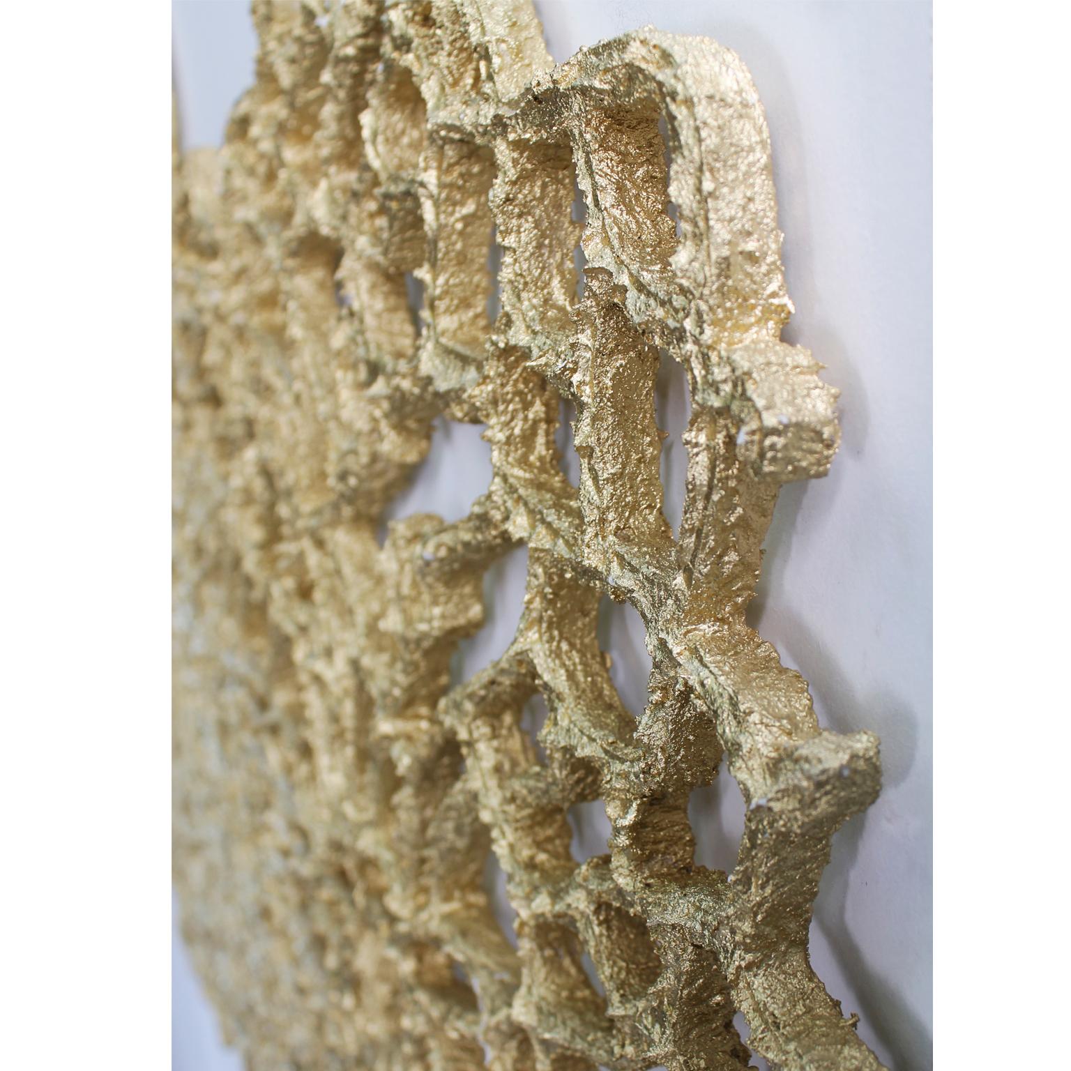 Golden Coral Ocean. Elegant Sculpture for Installing on Walls 5
