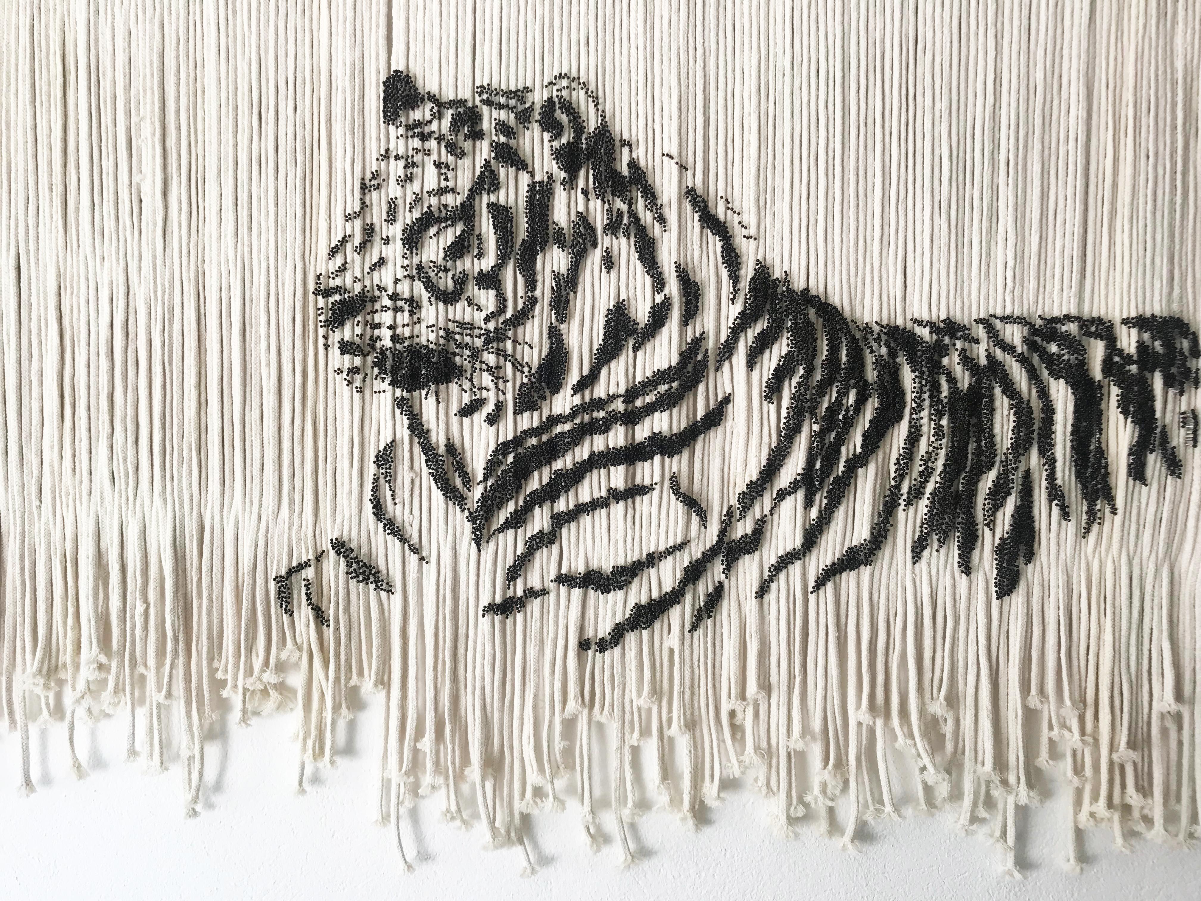 TIGER  Modern Animal Wall Art Sculpture For Hanging on Walls or Cieling - Painting by Arozarena De La Fuente