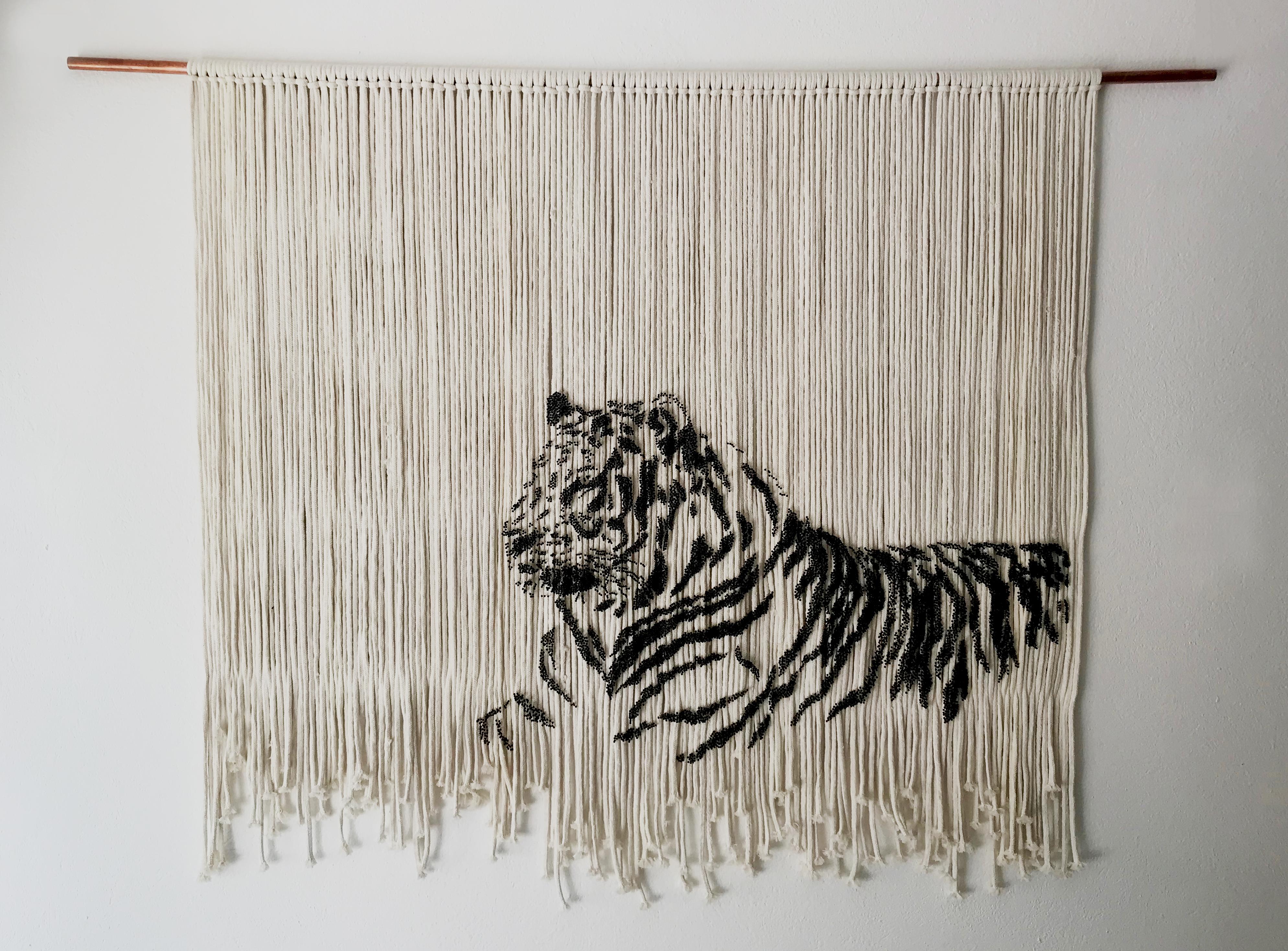TIGER  Modern Animal Wall Art Sculpture For Hanging on Walls or Cieling - Painting by Arozarena De La Fuente