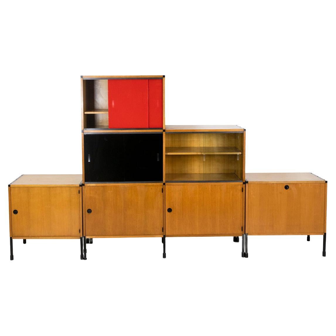Arp, Bookcase in Oak and Metal, 1960s For Sale