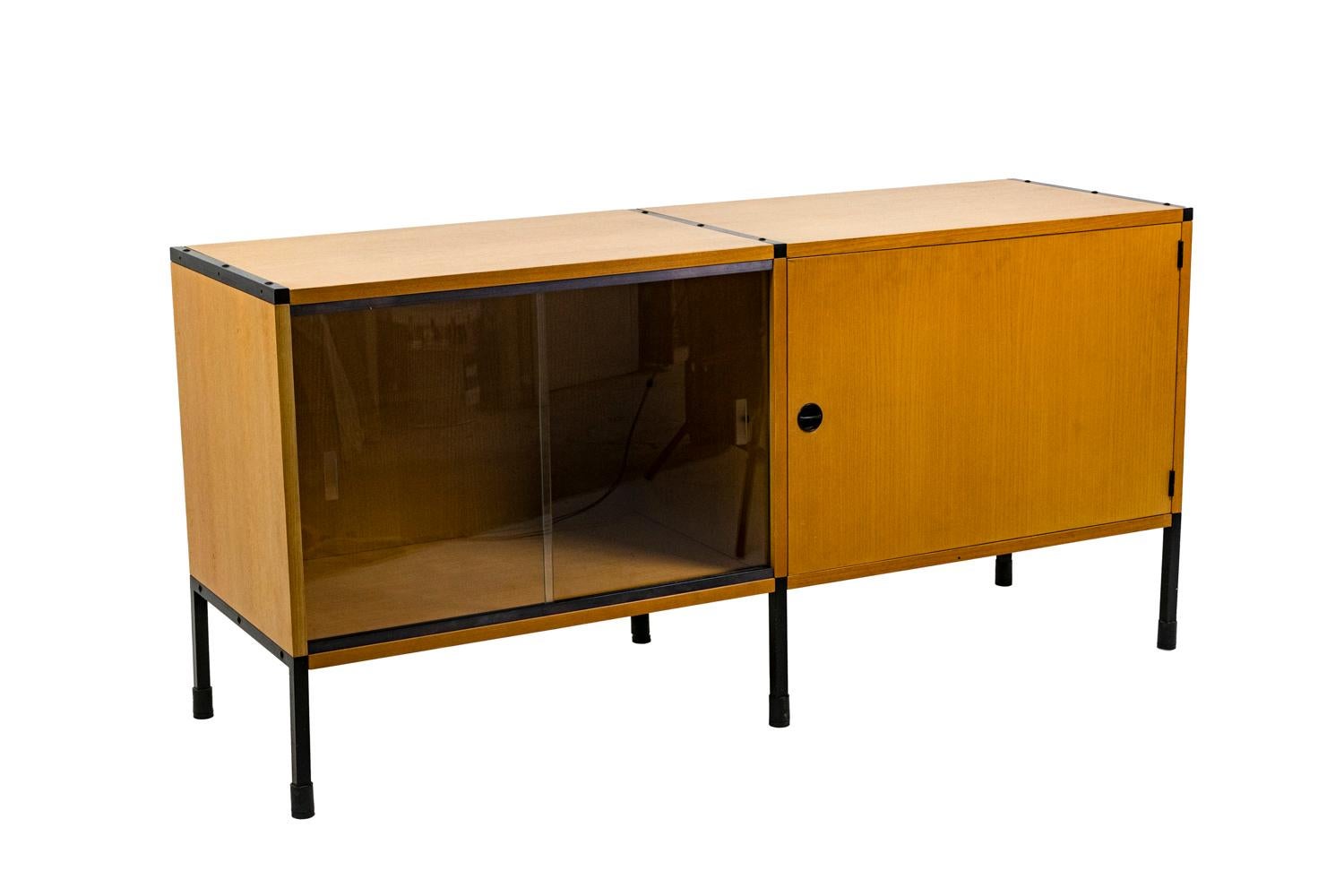 French ARP, Sideboard in Ash and Metal, 1950s For Sale