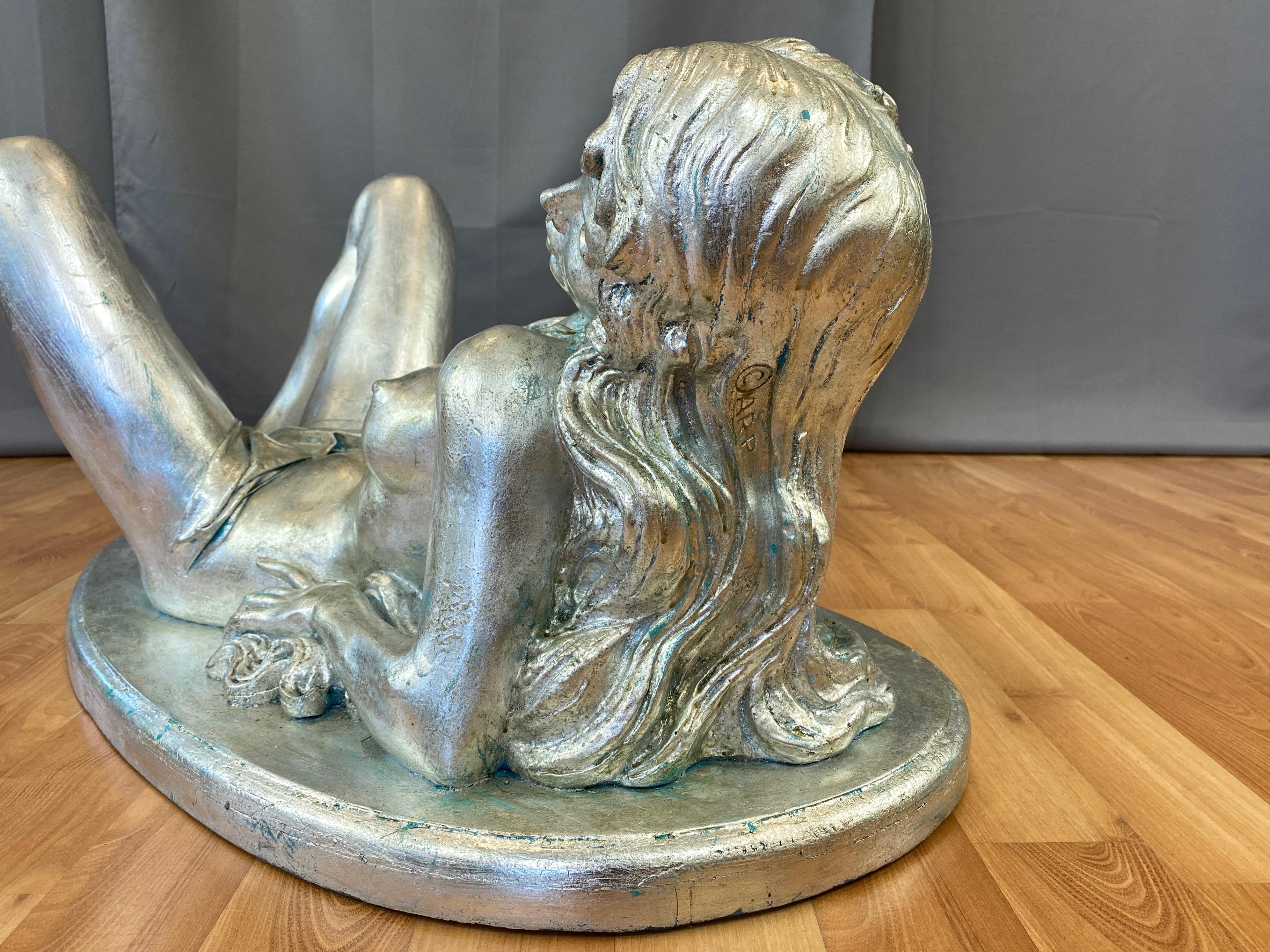 ARP Silver-Leafed Nude Female Figural Coffee Table, 1960s 3