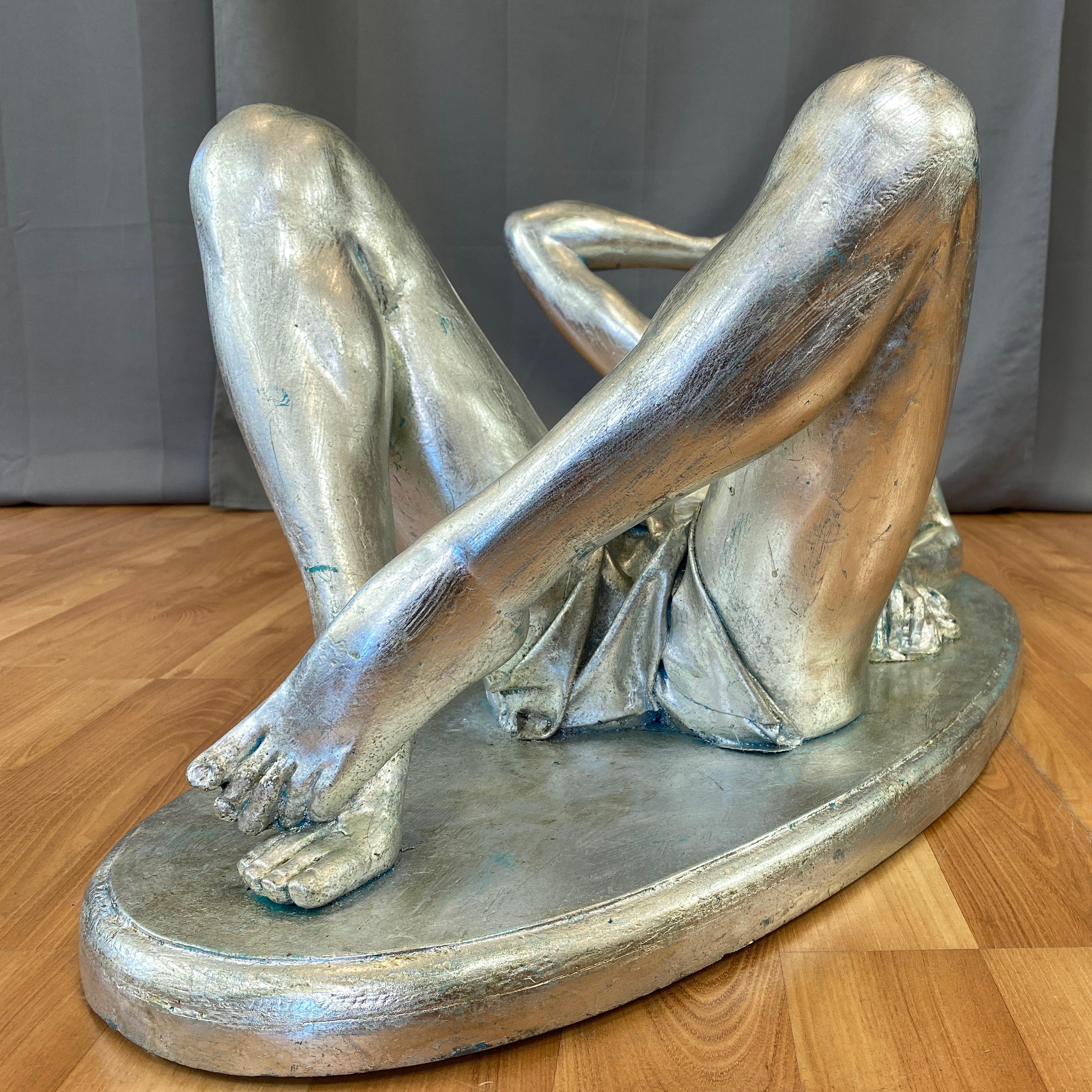 ARP Silver-Leafed Nude Female Figural Coffee Table, 1960s 6