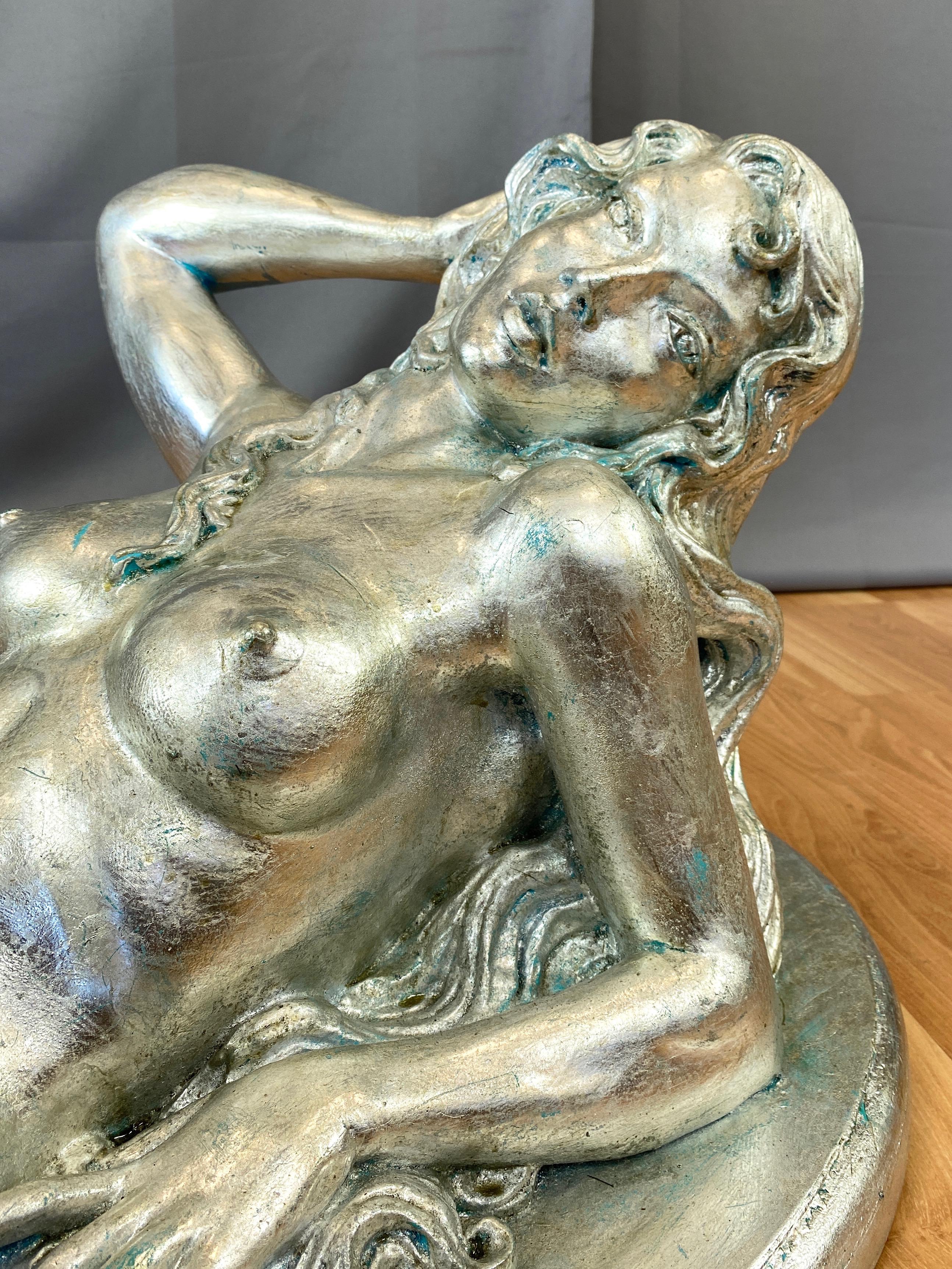 ARP Silver-Leafed Nude Female Figural Coffee Table, 1960s 7