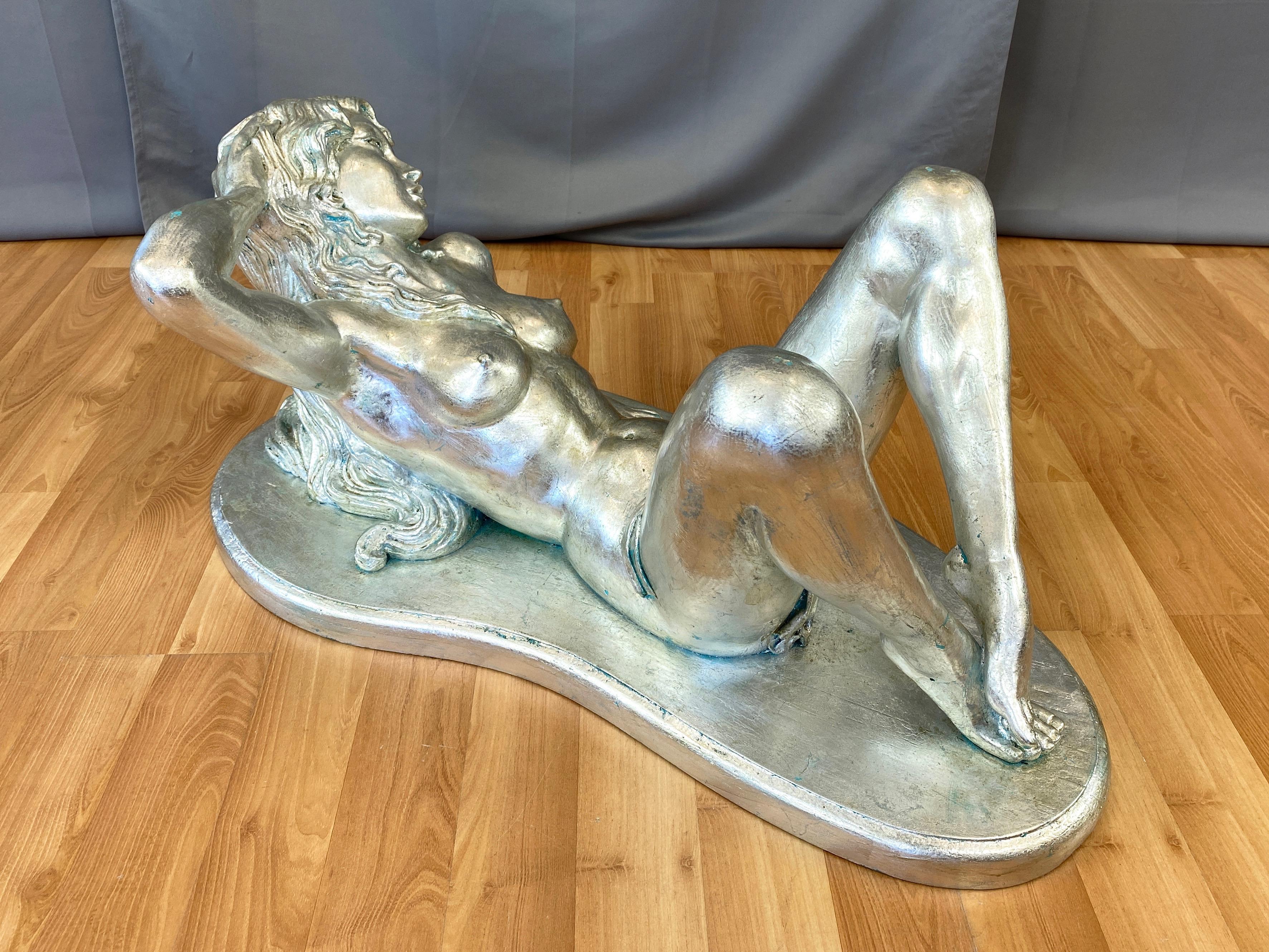 Mid-20th Century ARP Silver-Leafed Nude Female Figural Coffee Table, 1960s