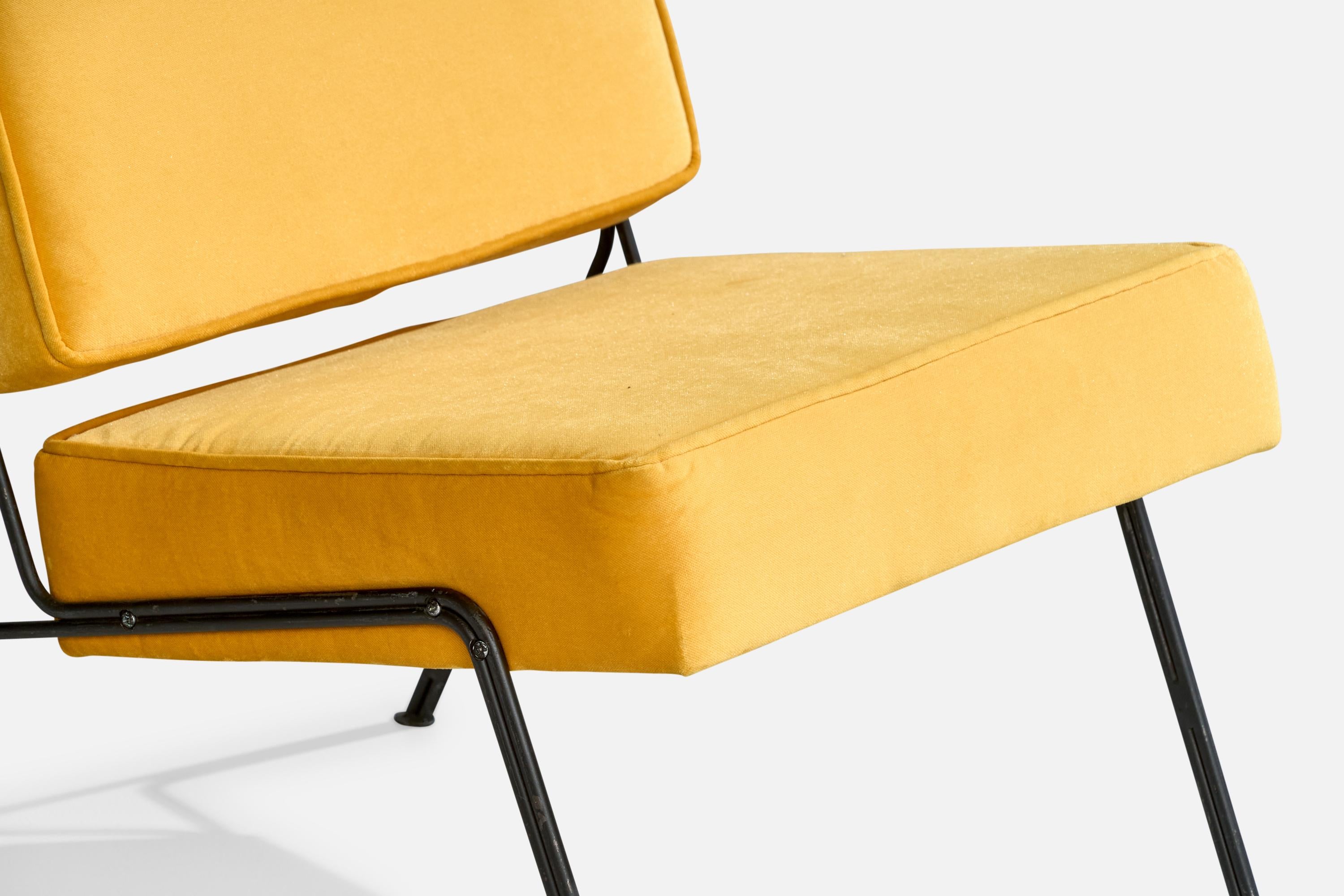 A.R.P., Slipper Chairs, Iron, Velvet, France, 1953 For Sale 4