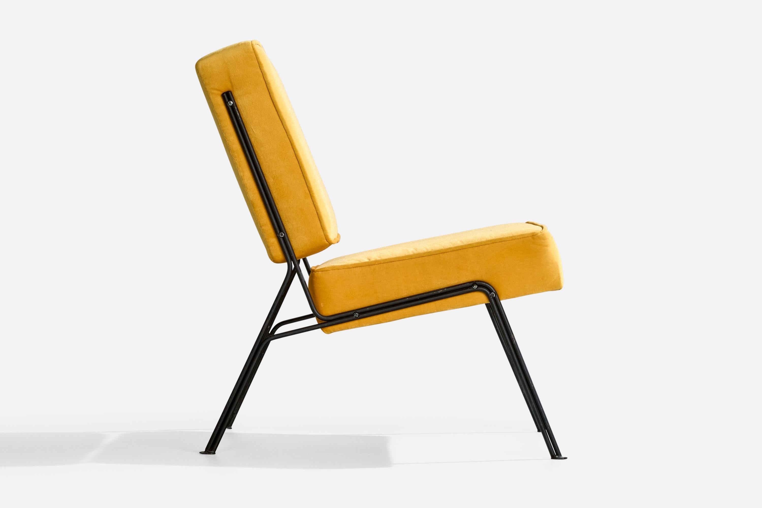 Mid-20th Century A.R.P., Slipper Chairs, Iron, Velvet, France, 1953 For Sale