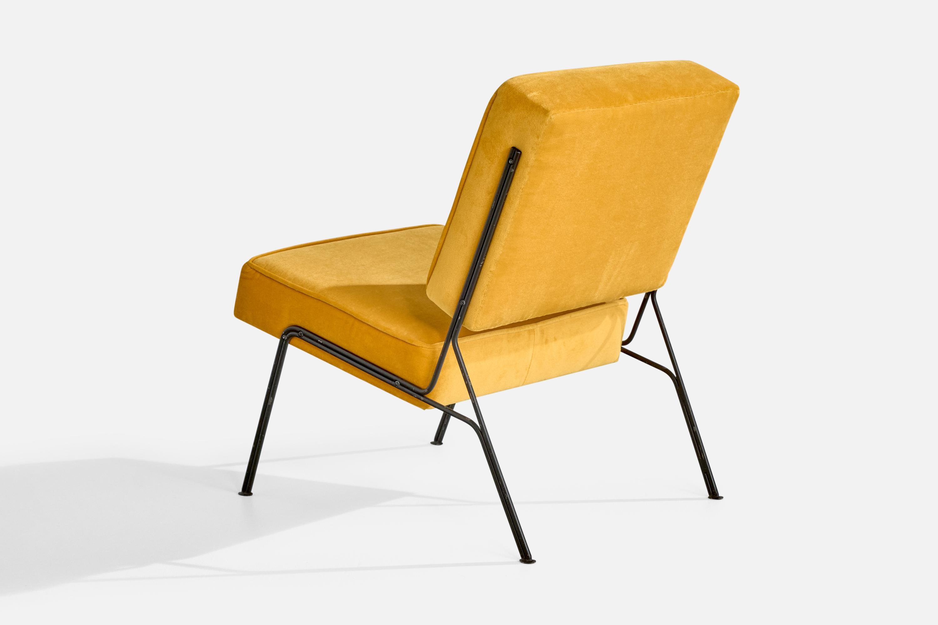 Mid-20th Century A.R.P., Slipper Chairs, Iron, Velvet, France, 1953 For Sale