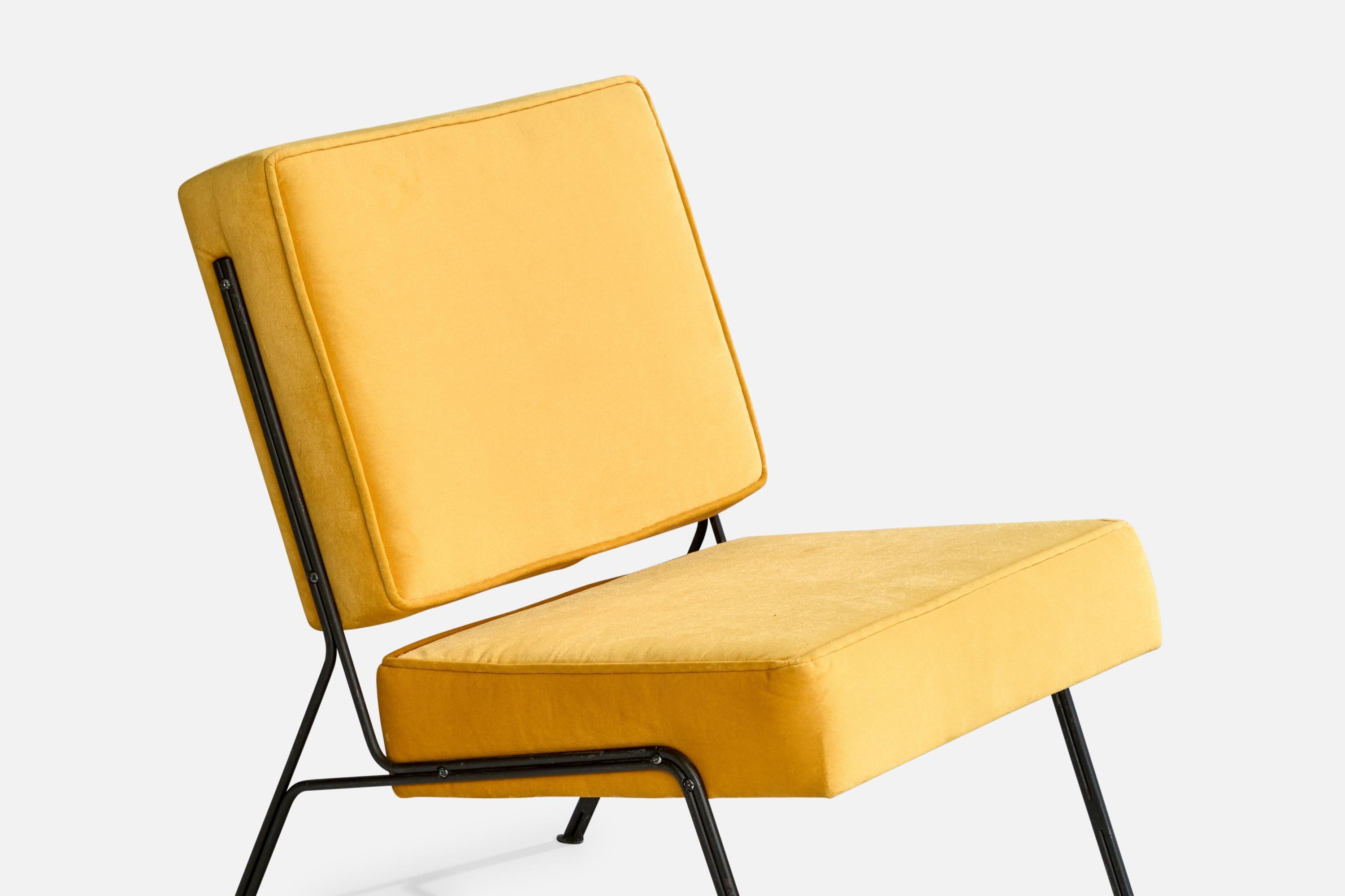 A.R.P., Slipper Chairs, Iron, Velvet, France, 1953 For Sale 2