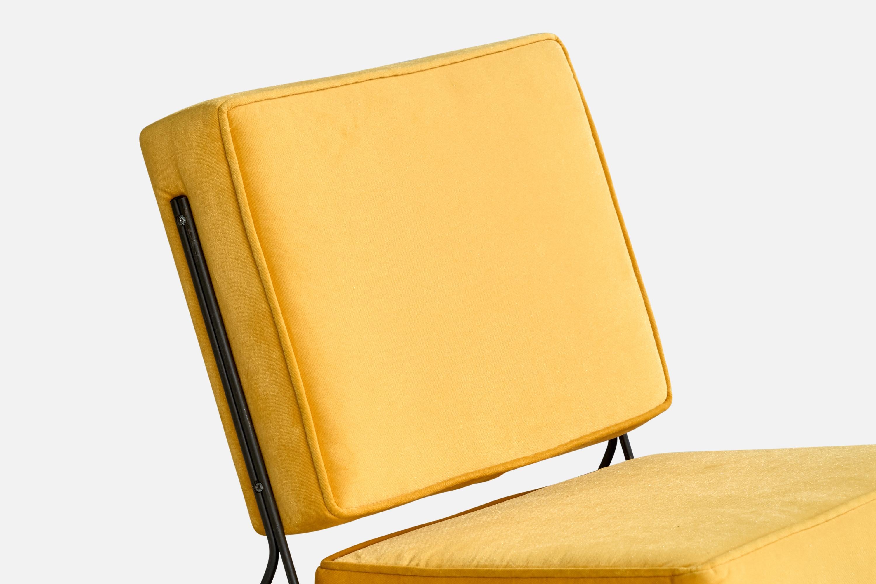 A.R.P., Slipper Chairs, Iron, Velvet, France, 1953 For Sale 3