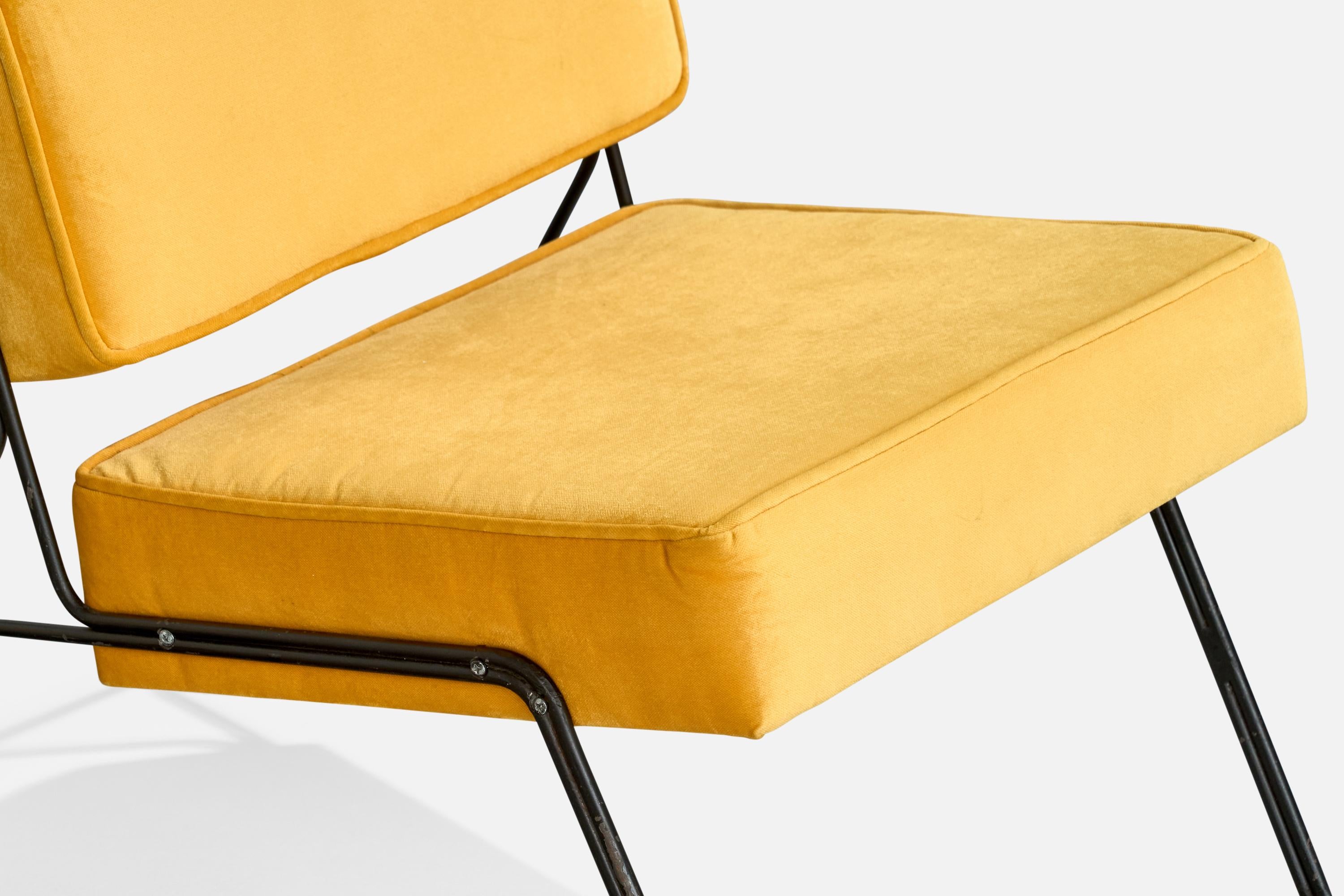 A.R.P., Slipper Chairs, Iron, Velvet, France, 1953 For Sale 3