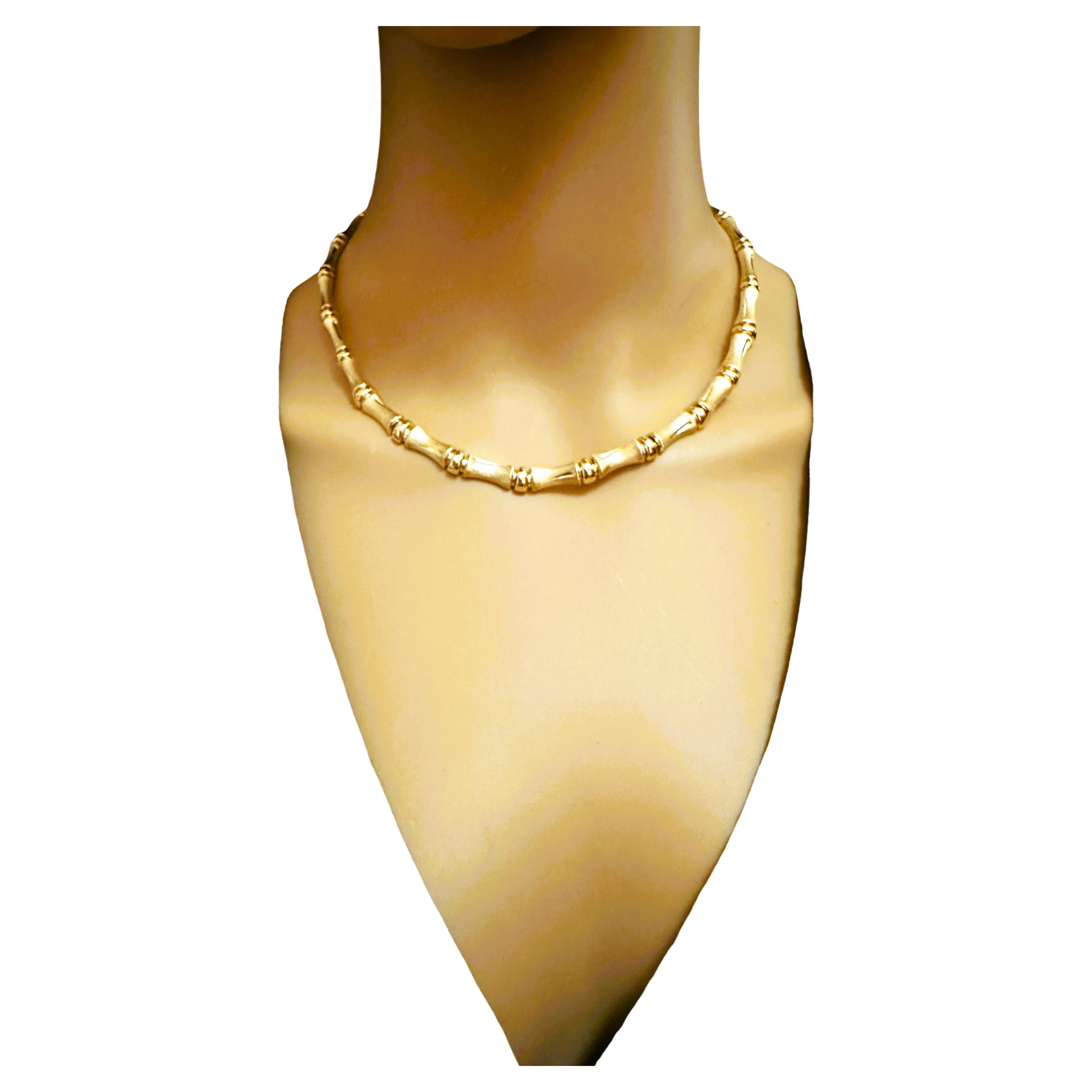 Arpas 14k Yellow Gold Bamboo Link 17" Necklace - 24 Grams